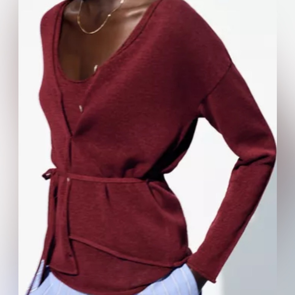 Zara Burgundy Wrap Cardigan